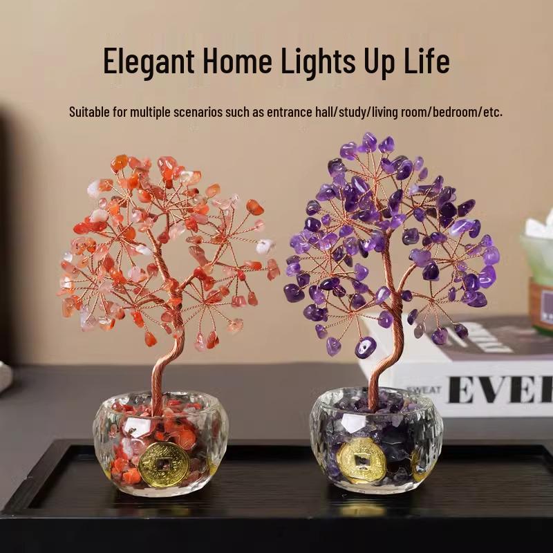 Citrine Crystal Money Tree Decoration for Home or Office