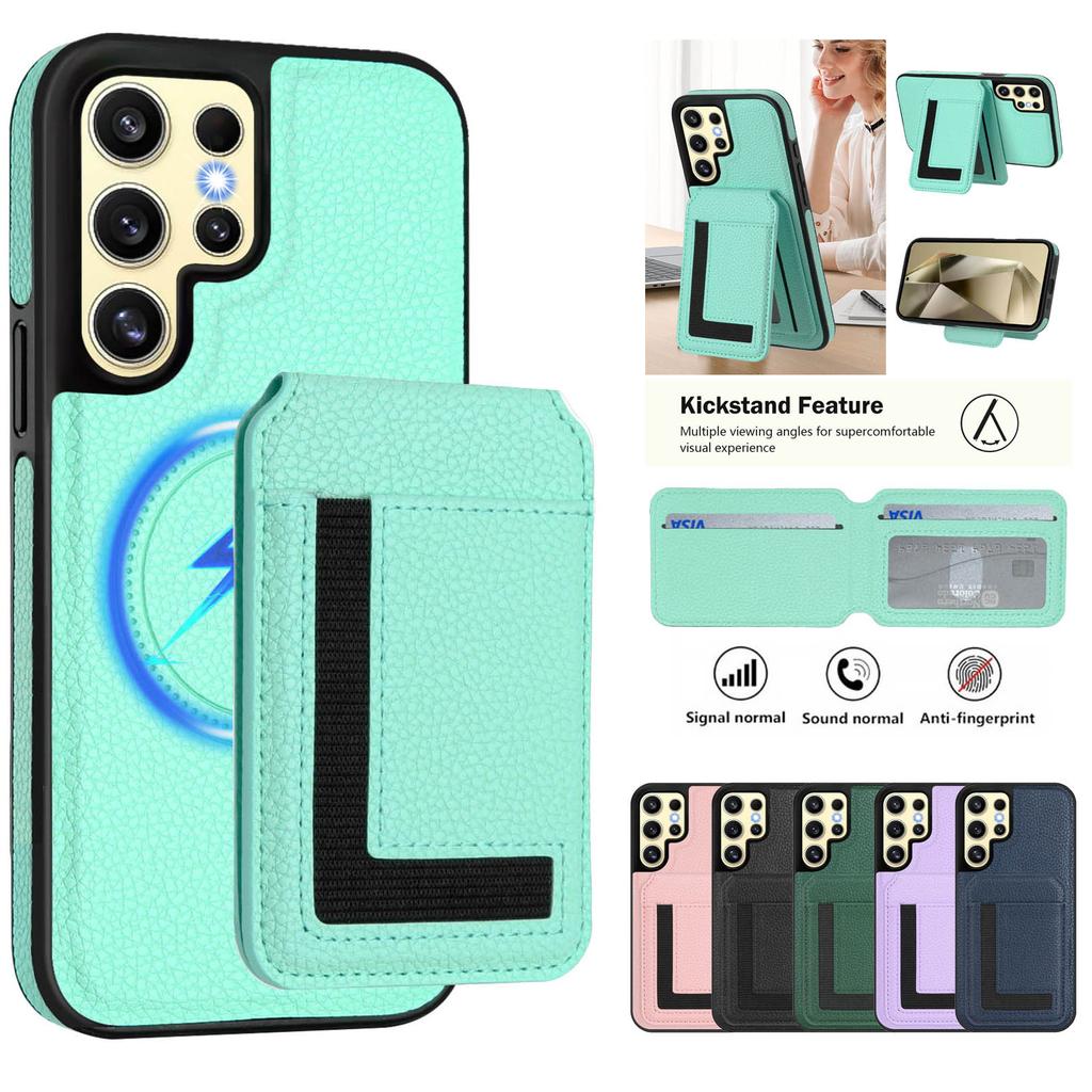 Magsafe 2-i-1 Avtagbart Plånboksfodral för iPhone 16 med Kortinnehavare Magnetiskt PU-läder Fodral med Lock Stativ Kreditkortsplatser för Samsung Galaxy S25 S24 S23