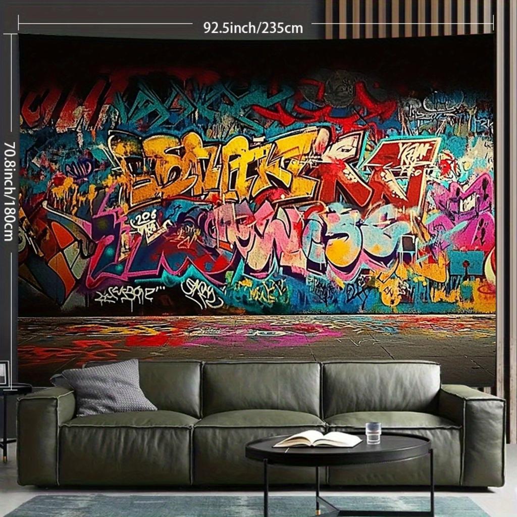 1pc Graffiti Party Backdrop Banner - Colorful Design Easy to Use For Indoor Decor Perfect For Birthday Anniversary Wedding Home/Office Wall