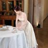 New Summer 2026 French High-End Camisole Maxi Dress - Thin Gauze, Square Neck, Plus Size