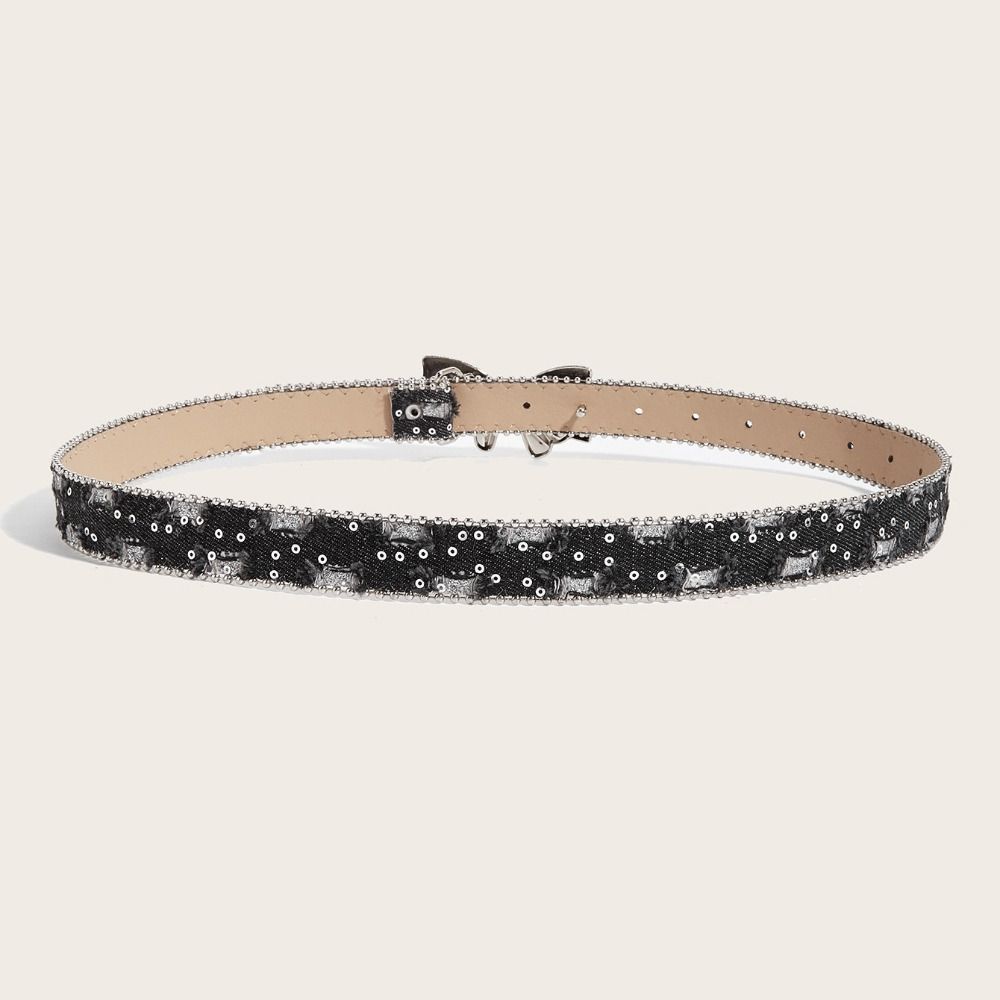 PU Leather Women Belt Border Bead Dress Waist Belt Bowknot Waist Strap for Dress Jeans Daily Wear