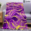 Purple Gold Fluid Wave Lightweight Microfiber Soft Christmas Fleece Blanket Warm Cozy Throw for Sofa Office Travel All Season