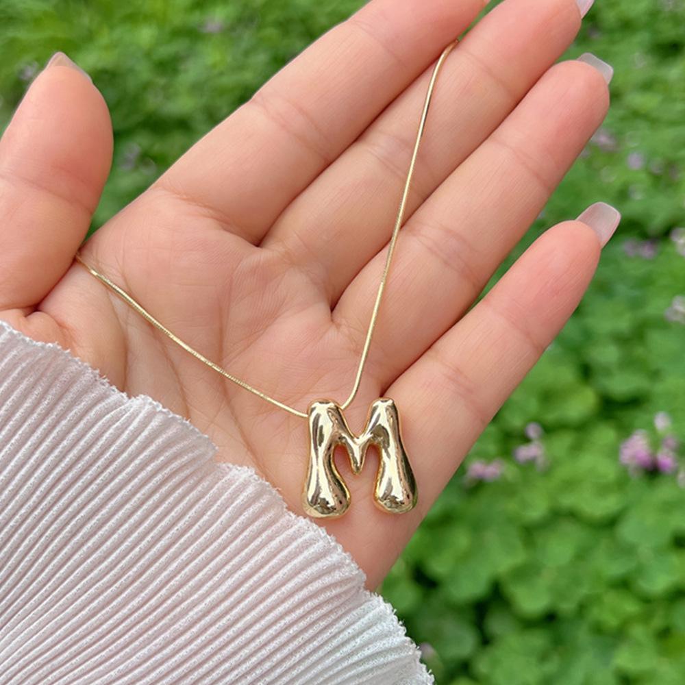 18K Gold Copper-Plated A-Z Balloon Bubble Alphabet Pendant Necklace, 2024 Stylish Glossy Design.