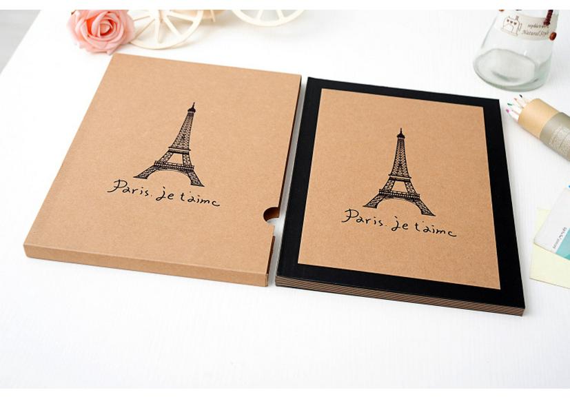 Korean Handmade Cowhide Eiffel Tower A4 Retro Photo Album