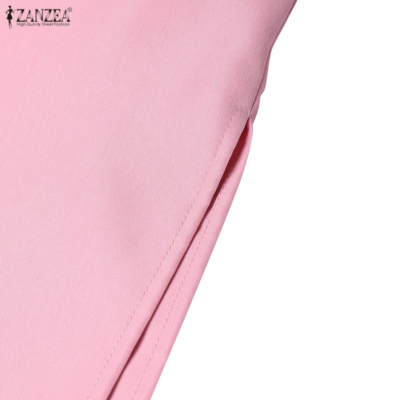 ZANZEA Women Casual Turn Down Collar Loose Long Sleeve Shirt Dress