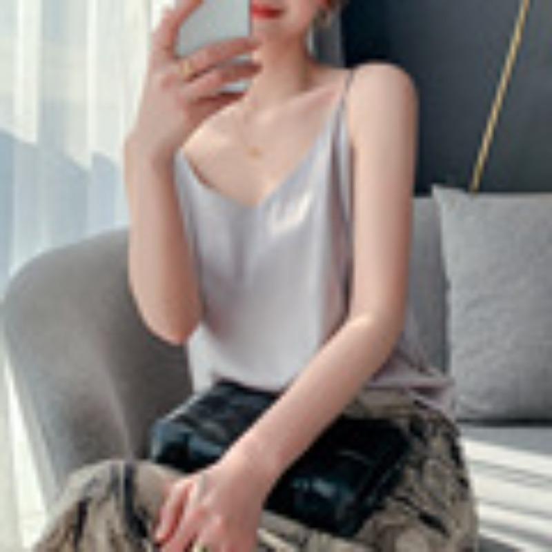 Silk Camisole Vest for Women Spring and Summer Slim V-neck Short Temperament Inner Tops