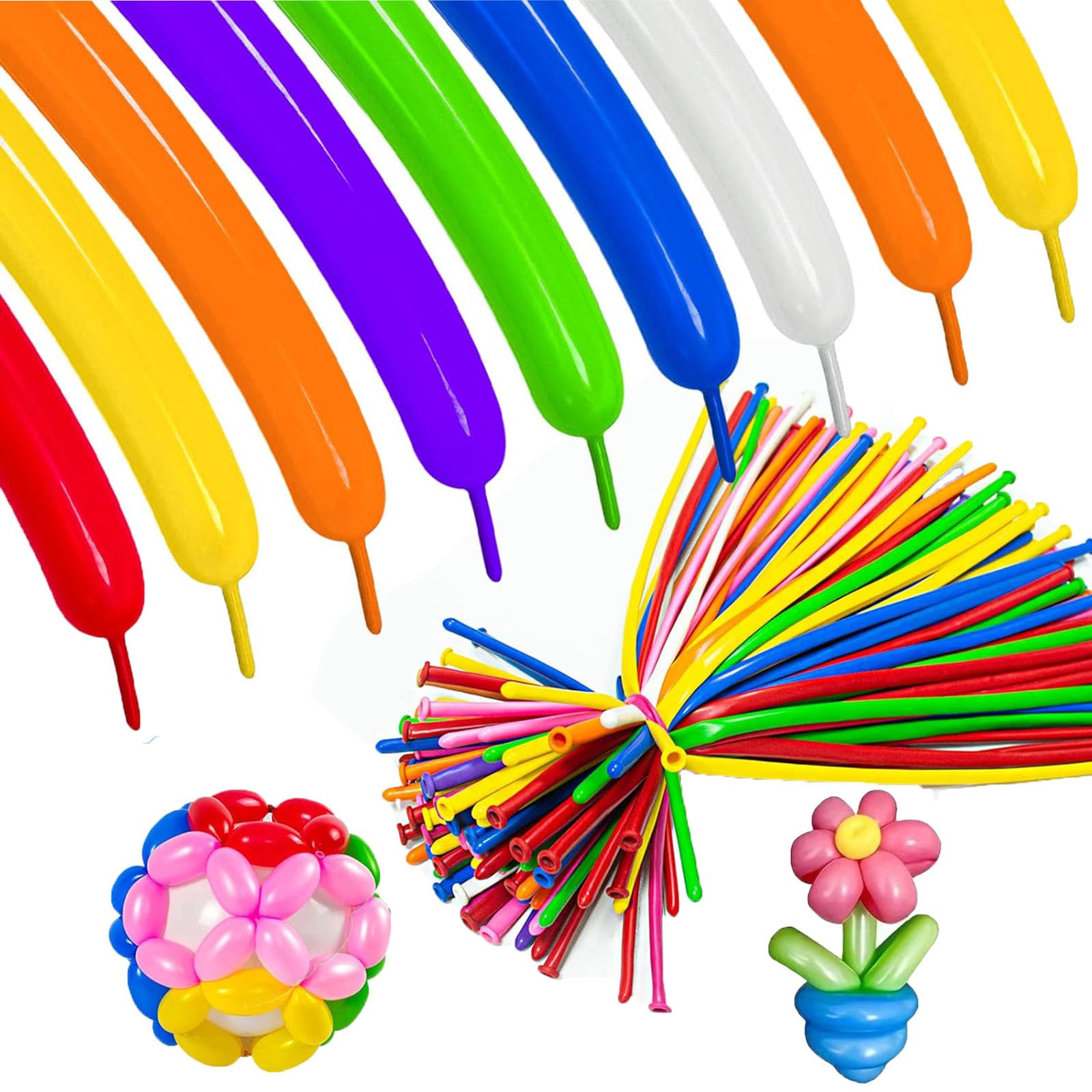 

JUNXINHENGFA Balloon Art Balloons 100 Pieces Break-Resistant Pencil Shape Colorful Multicolor Party Event Birthday Bulk Stylish