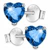 Silver Earrings Blue Hearts Crystal Hearts Heart Silver 925