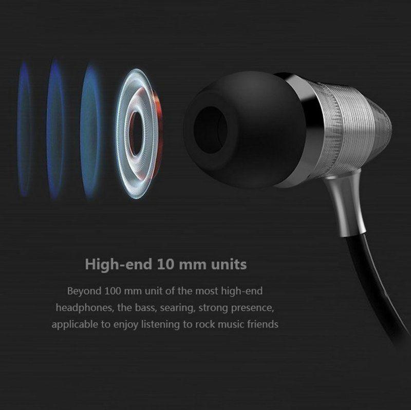 Headphones Silver Wired Outdoor Sports Metal Material Earphone Fashion Gift