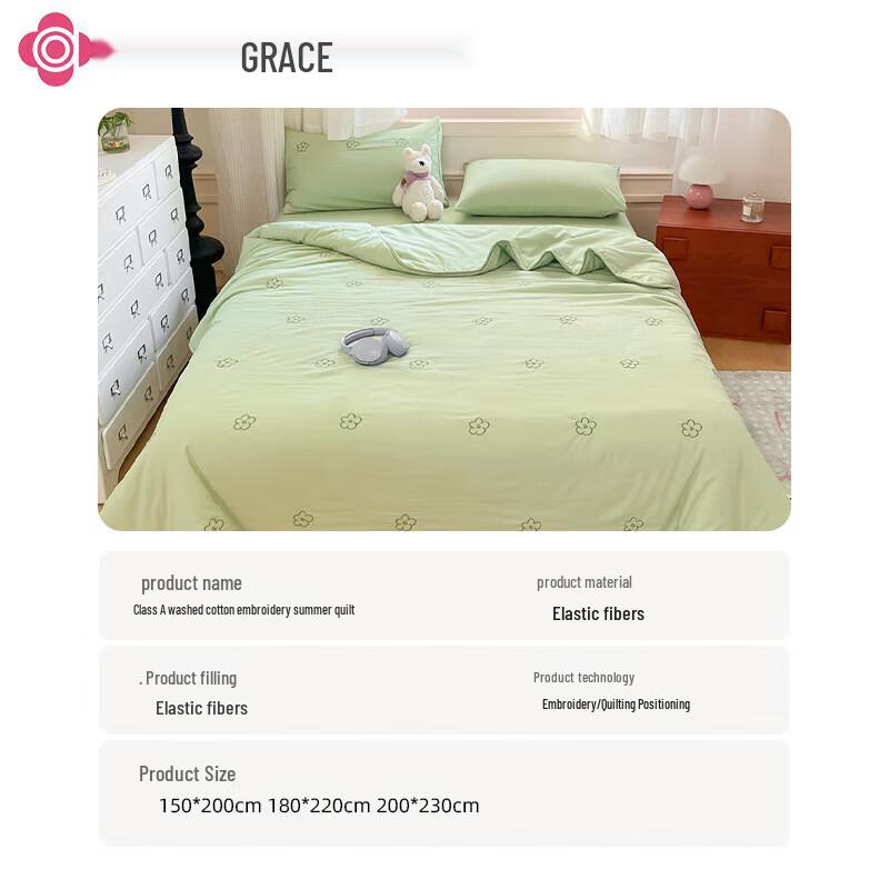 Jieliya Bestickte Gewaschene Baumwolle Sommerquilt-Set