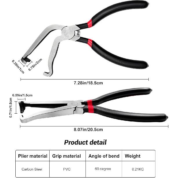 Electrical Disconnect Pliers, Electrical Connector Pliers For Cars(1*Straight&1 * 60°Bend), Fuel Line Tools With Anti-Slip Grip, Fuel Line
