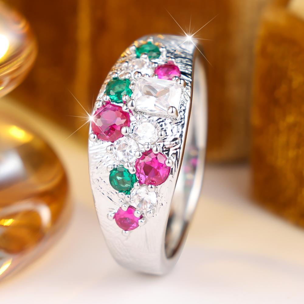 Gorgeous Silver Color Multi Zircon Cluster Ring for Women Daily Wear and Party