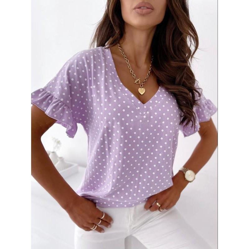 2026 Women's Short-Sleeve Polka Dot T-Shirt - Hot-Selling New Style