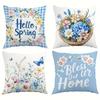 Flower Basket Pattern Home Decor Pillowcase Bedroom Living Room Sofa Decoration Polyester Cushion Cover With Zipper