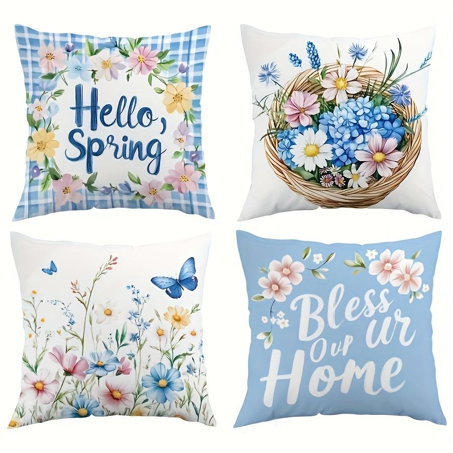 Flower Basket Pattern Home Decor Pillowcase Bedroom Living Room Sofa Decoration Polyester Cushion Cover With Zipper