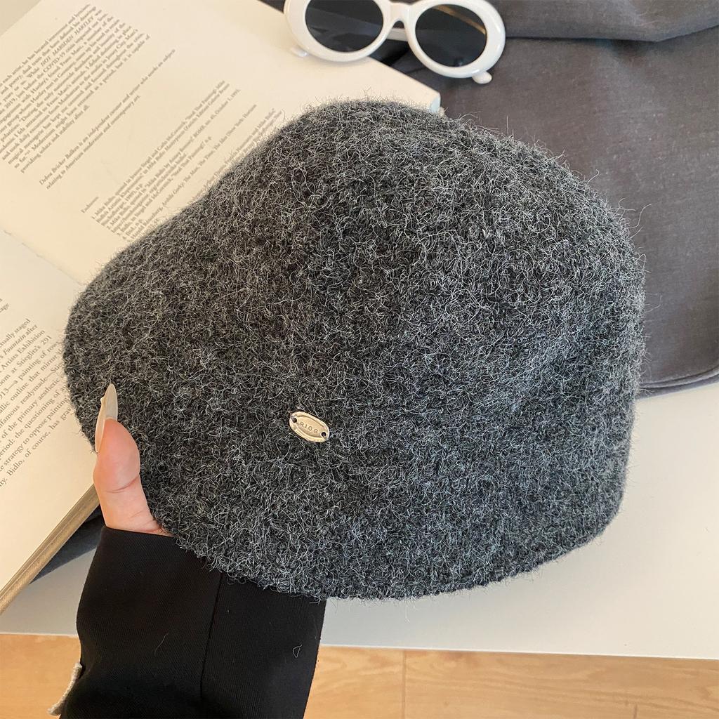 French Style Elegant Knitted Fisherman Hat for Women Retro All Match Basin Hat Big Head Circumference Showing Face Small Bucket Hat Trendy