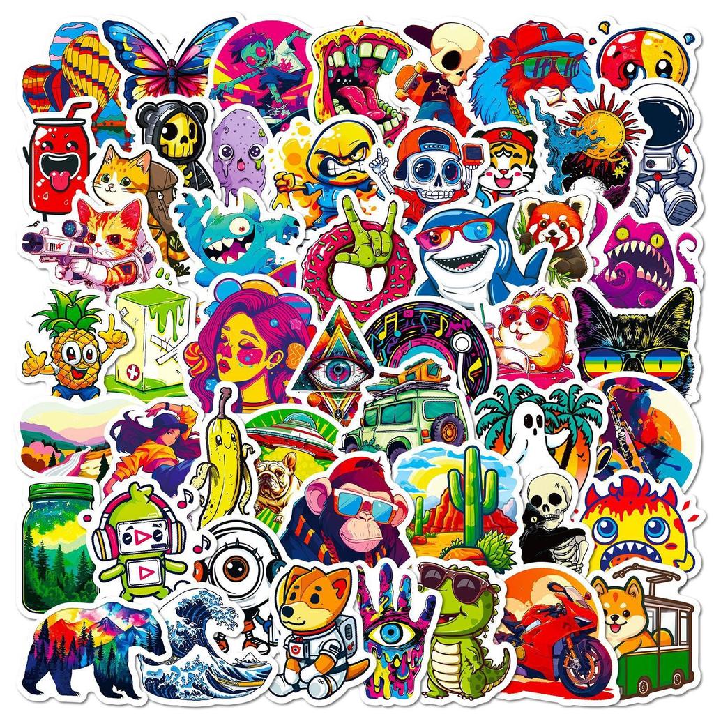 50 Street Art Hip Hop Colorful Graffiti Stickers Trendy Street Dance Rap Decorative Stickers DIY Motorcycle Stickers