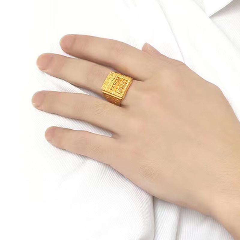 Elegant Geometric Design Vietnamese Brass Gold Plated Abacus Ring For Men