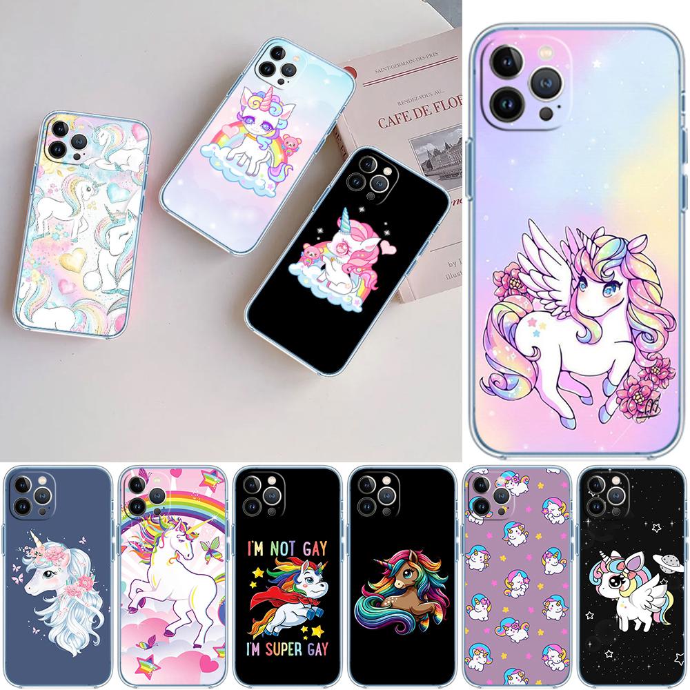 AQ25 Cartoon Unicorn Transparent Phone Case for Motorola Moto G40 G04 G05 One Ace Action  Fusion + Plus Hyper Macro Vision Zoom