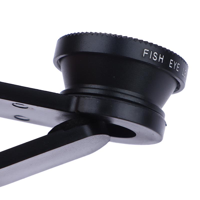 0.65X Geniş Açı Zoom 180 Derece Balık Gözü Makro Lensler Klipsli Lensli Kamera Kitleri Telefonda 3'ü 1 Arada Balık Gözü Telefon Lensi