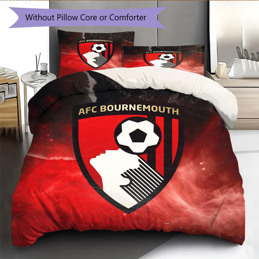 Set Copripiumino Trapuntato con Motivo AFC Bournemouth Decorazione per la Casa Regalo (1 * copripiumino + 2 * federe senza imbottitura)