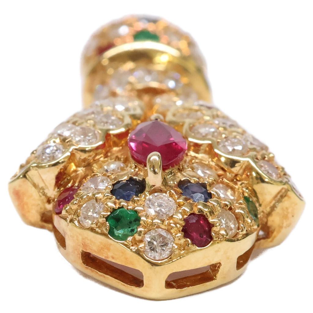 K18 1,55 ct diament, 0,48 ct rubin, 0,17 ct szmaragd, 0,15 ct szafir Zawieszka top Żółte ZłotoUżywany