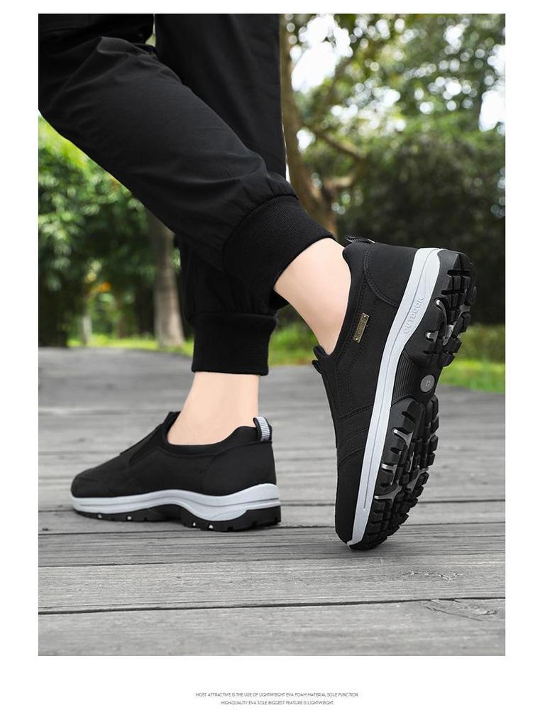 2025 Summer Men's Versatile Casual Walking & Mountaineering Shoes - Soft Sole, Solid Color, Korean Style.