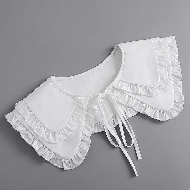 Ruffle Lapel White Fake Collar Women Detachable Collars Scarf False Collar Shirt Tie Plaid Female Removable Dickie Shirt Women