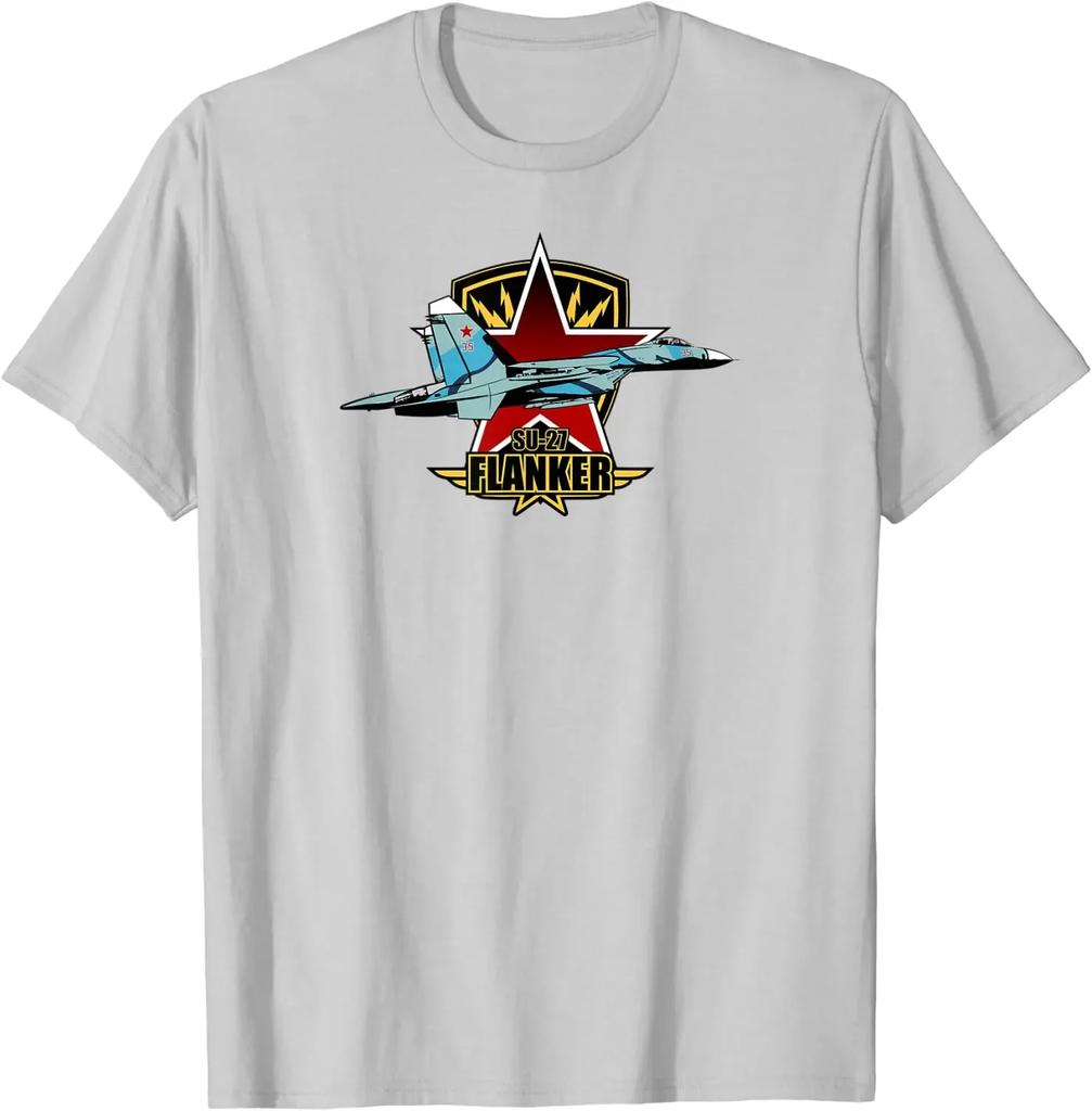 Soviet Red Pentagram Russian Air Force Su27 Flanker Fighter TShirt 100 Cotton ONeck Summer Short Sleeve Casual Mens Tshirt