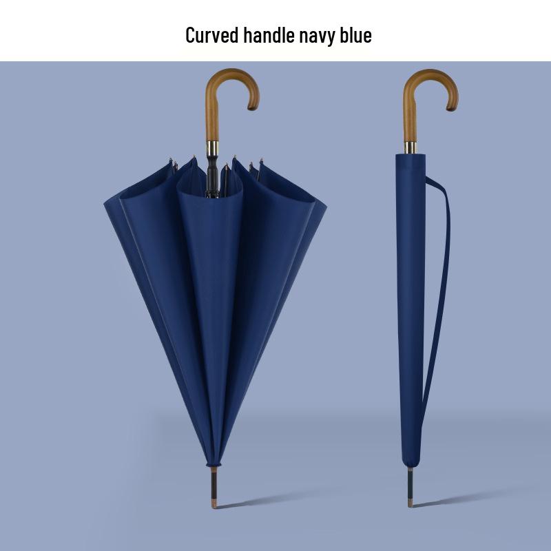 Men's Business Golf Umbrella: Solid Wood Handle, 8-Ribs, Windproof, Automatic, Extra Large, Gift
