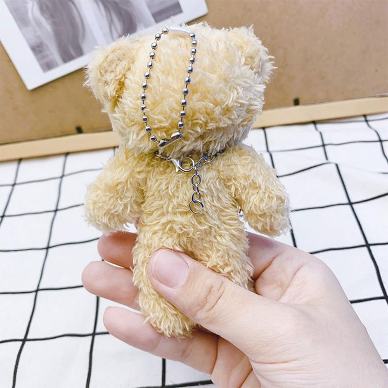 Mini Cute Plush Bear Keychain Pendant Lovely Plush Stuffed Animals Keyring Charm for Purse Bag Backpack Handbag