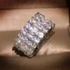 S Sterling Copper Color Big Band Ring with Bling Bling Zircon Stone Ring for Women Fashion Party Birthday Jewelry
