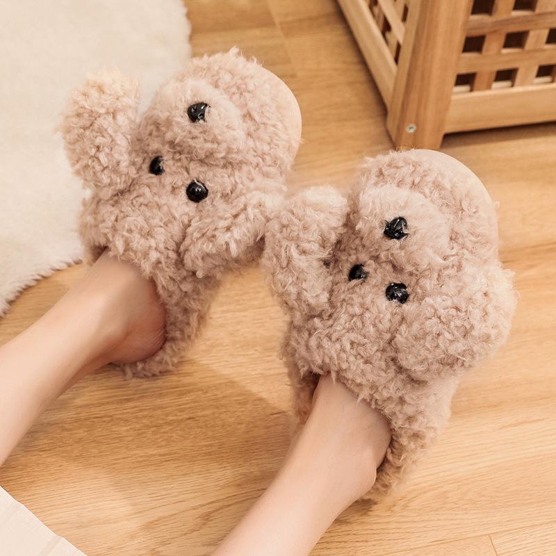 

Women s Cute Cartoon Dog Winter Booties: Warm Velvet Fur Slippers with Thick Sole 42-43