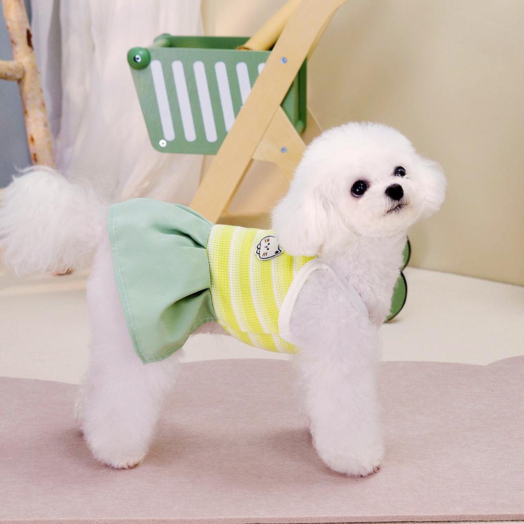 Summer new medium and small teddy dog small fresh floral Korean students cute suspender princess skirt pet clothes
