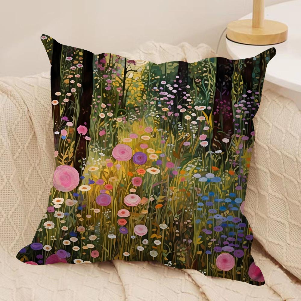 Midsummer Nights Flowers Cushion Cover Silky Short Plush DoubleSided Printed Pillow Case for Sofa All Seasons Home Decor Gift