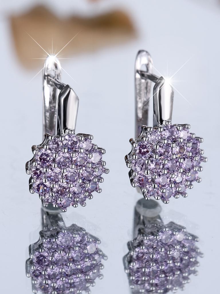 Luxuriöse Roségoldfarbene Hängeohrringe mit glänzendem blauen Zirkonia und Blume für Damen,… Mehr