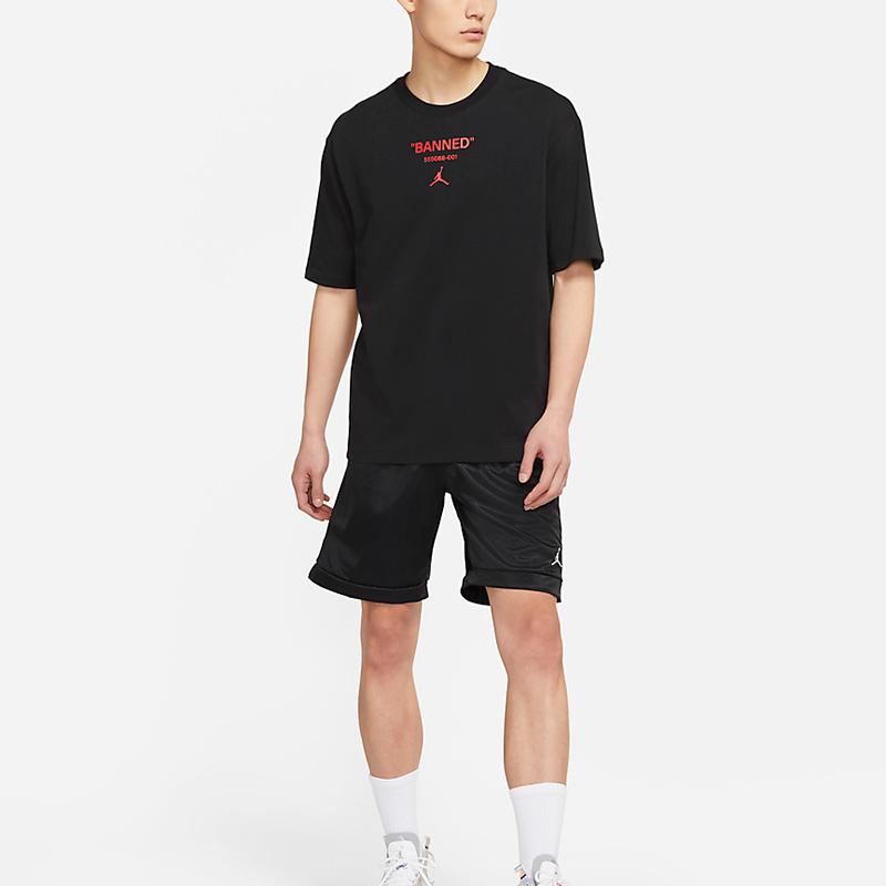 Jordan T Shirts Men's Black Crew Neck Moderate Straight Fit (Unisex) T-Shirts DM3545 010