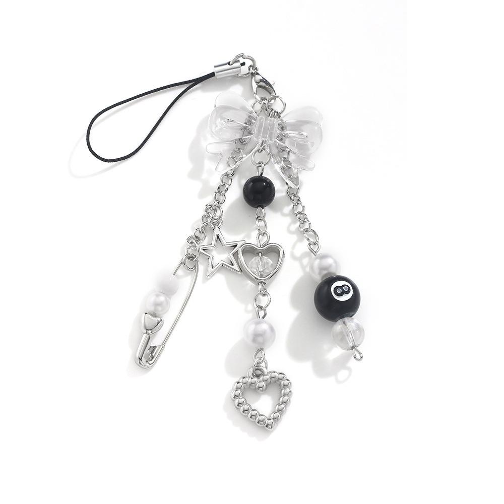Zinc Zinc Alloy 8 Ball Star Keychain Phone Chain Billiards Black 8 Key Chain  Creative Gift