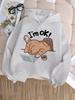 I Am Ok Computer Cat Design Hooded Kids Children's Sweatshirt Cute Hoody for Boys Girls Sping Kawaii Casual Hoodies