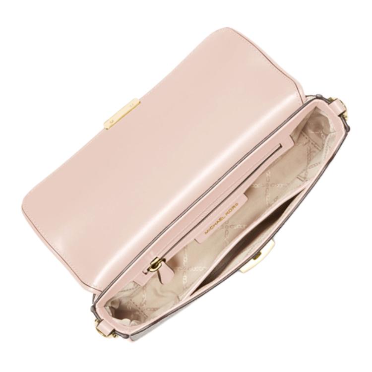 New MICHAEL KORS Bradshaw Cow Leather Shoulder Bag, Baguette Bag, Shoulder Bag Women's Vanilla White & Pink 30T1G2BL5B-VANL-SFTPINK