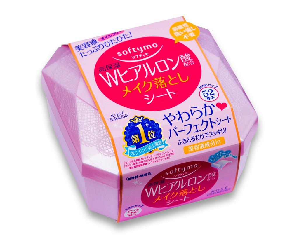 Softymo Makeup Remover Sheet (H) B (Hyaluronic Acid) 52 Pieces KOSE (182ml) Cleansing Sheet No Need To Wash Your Face