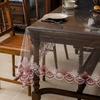Transparent Soft Glass Dining Table Cloth Embroidered Lace Coffee Tablecloth Square Waterproof Oil Resistant Heat-resistant Table Mat