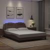 VidaXL Bed Frames with LED Lights, Upholstered Bed with Headboard, Double Bed, Adult Bedroom Bed, Modern, Brown 160x200 3214031
