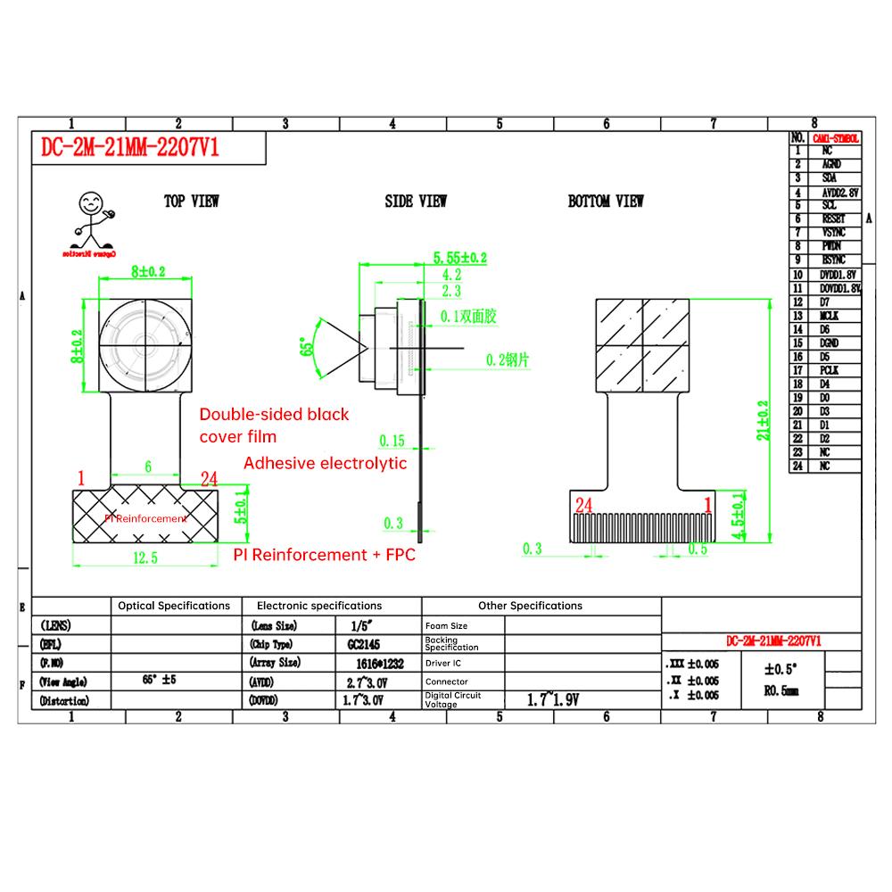 NEW GC2145 Camera Module for ESP32 CAM Camera Module 2 Million Pixels 68 120 160 Degrees DVP Replace OV2640 Camera Module