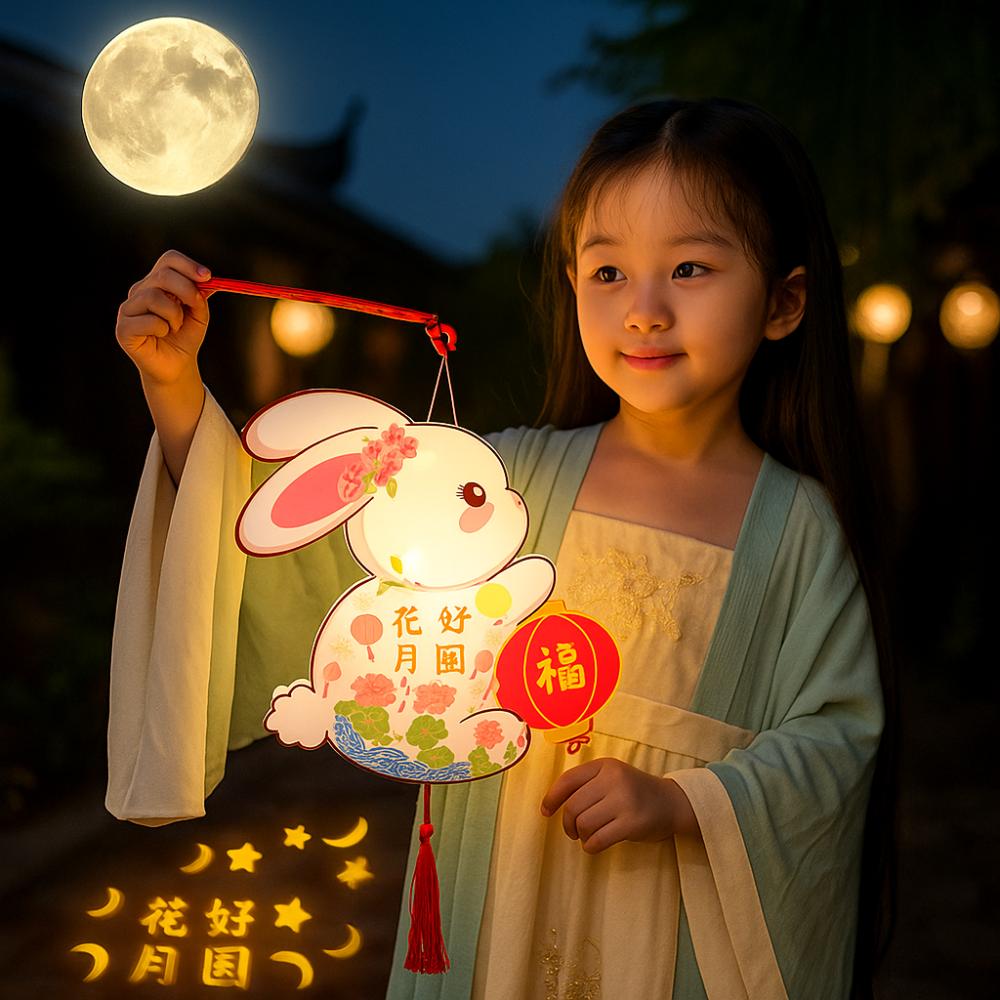 Chinese Style Children's Rabbit Lantern DIY Material Bag Mid-Autumn Festival Lamp  Party Lights
