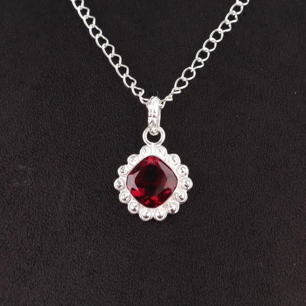 Rubelita Rosa Natural Regalo de Compromiso Étnico Único Nuevo Colgante Plata de Ley PP-34-11
