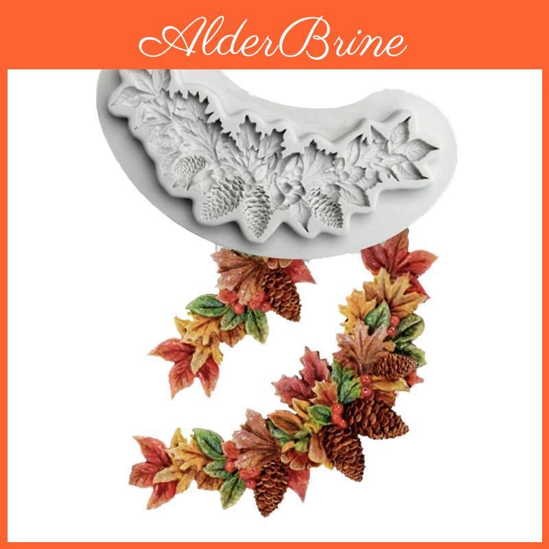 Christmas Fondant Silicone Mold Pinecone Cake Decoration Silicone Mold Hand Made Decorating Leaves Chocolate Candy Kitchenware