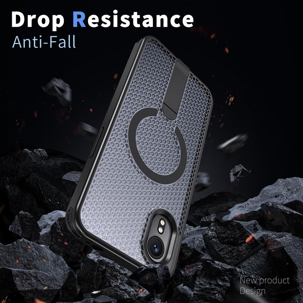 Coque Magnétique Anti-chute avec Trous de Refroidissement Militaire pour Samsung Galaxy Xcover 7 Support Métallique Cadre en TPU Couvercle Arrière en Plastique Dur