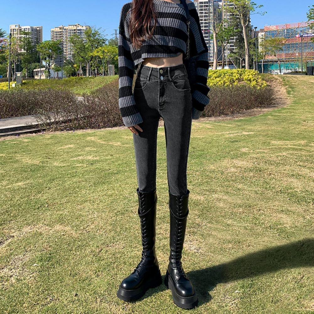 Plus Size Pants High-waisted Stretch Skinny Jeans for Women