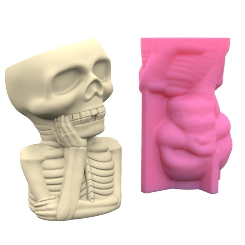 Skull Man Gypsum Silicone Mold Diy Succulents Concrete Flower Pot Vase Plaster Cement Mold Clay Mold Candle Holder Mold